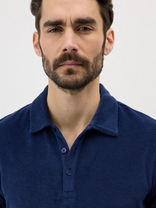 Polo Slim en jersey éponge bleu indigo - Father & Sons   - 3 