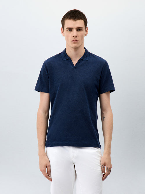 Polo Slim en maille coton bleu indigo - 1 - Father & Sons   - 12 