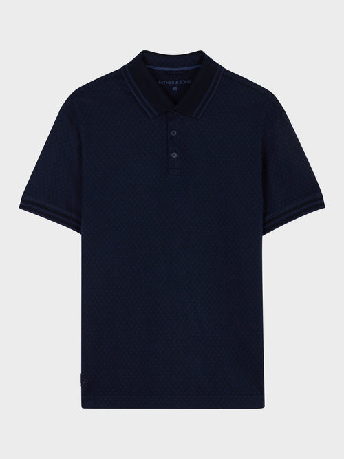 Polo regular en coton bleu indigo - 1 - Father & Sons   - 4 
