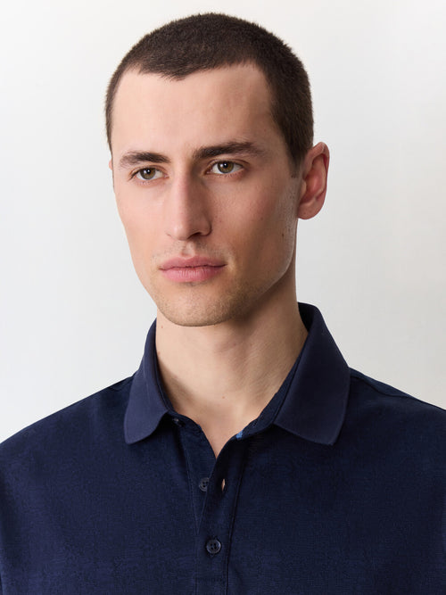 Polo regular en coton bleu indigo - Father & Sons   - 3 