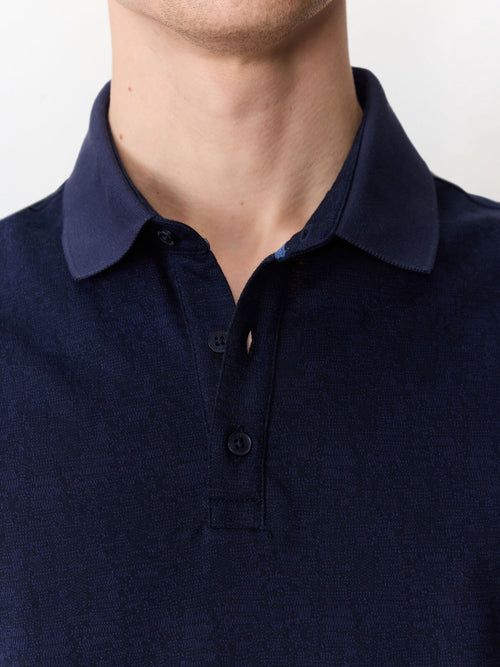 Polo regular en coton bleu indigo - Father & Sons   - 4 