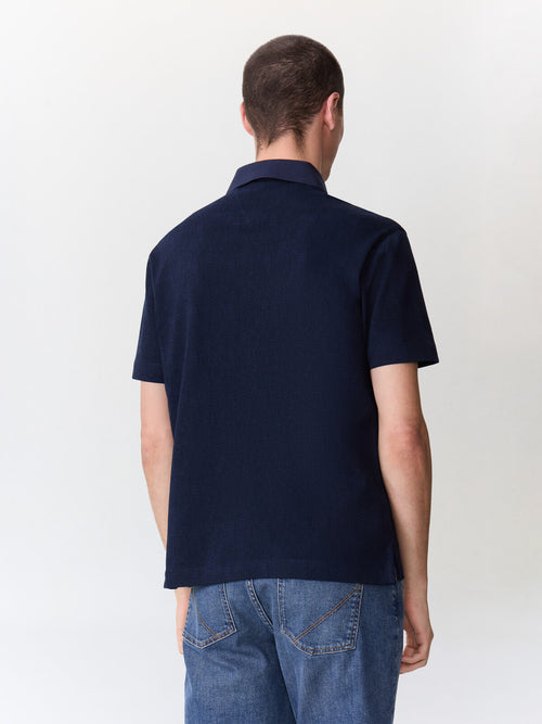 Polo regular en coton bleu indigo - 2 - Father & Sons   - 7 