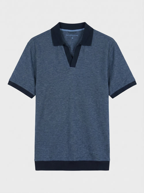 Polo regular en coton bleu indigo - 1 - Father & Sons   - 8 