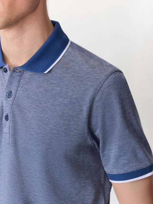 Polo slim en coton bleu jeans - Father & Sons   - 3 