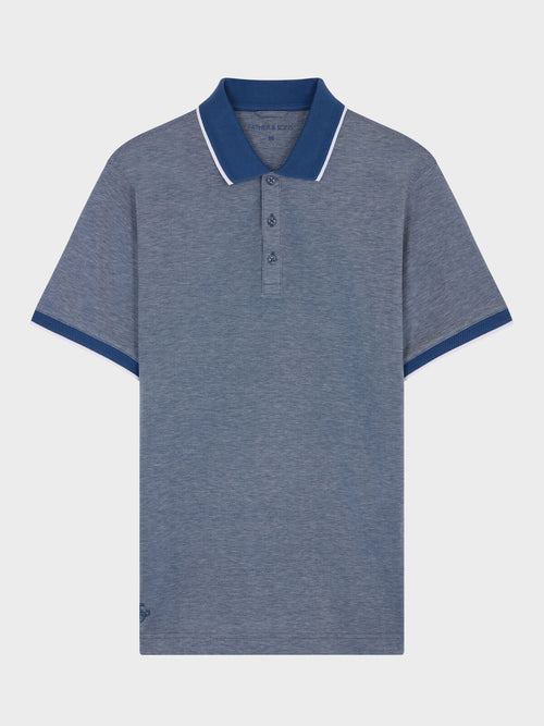 Polo slim en coton bleu jeans - 1 - Father & Sons   - 1 