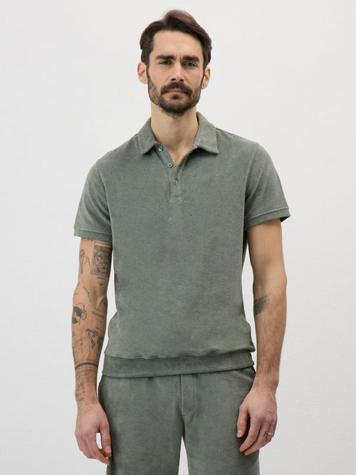 Polo Slim en jersey éponge kaki - 1 - Father & Sons   - 6 