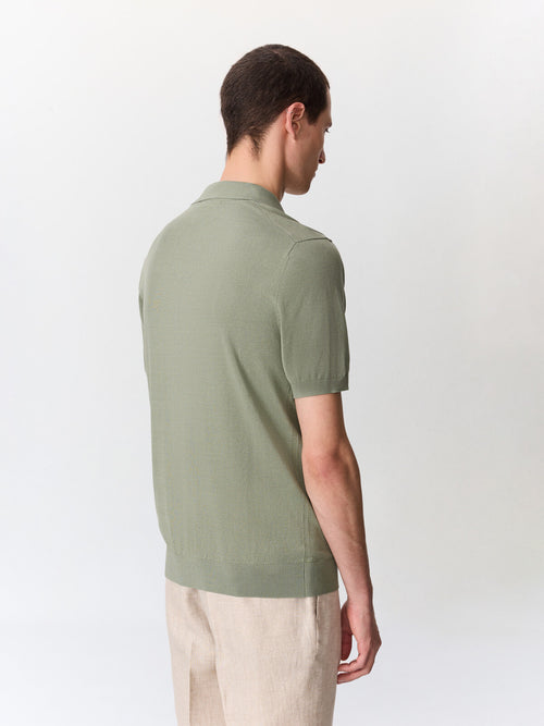 Polo slim en maille coton et soie kaki - 2 - Father & Sons   - 13 