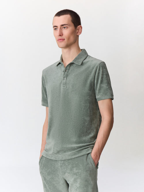 Polo slim en jersey éponge kaki - 1 - Father & Sons   - 2 