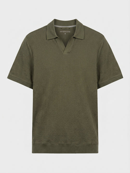 Polo loose en coton kaki - 1 - Father & Sons   - 4 