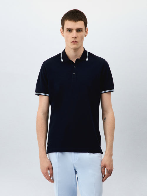 Polo Slim en coton bleu marine - 1 - Father & Sons   - 20 
