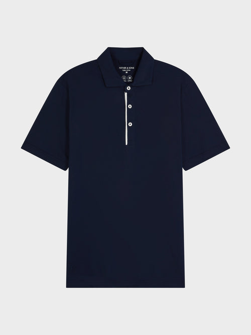 Polo Slim en coton mélangé bleu marine - 1 - Father & Sons   - 12 