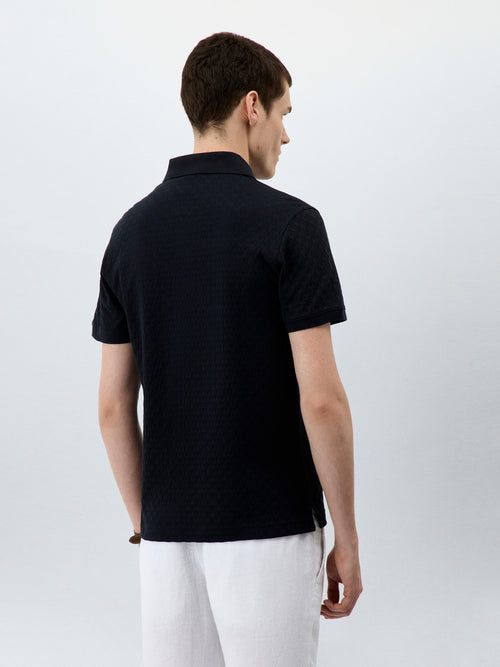 Polo Slim en maille coton bleu marine - 2 - Father & Sons   - 15 