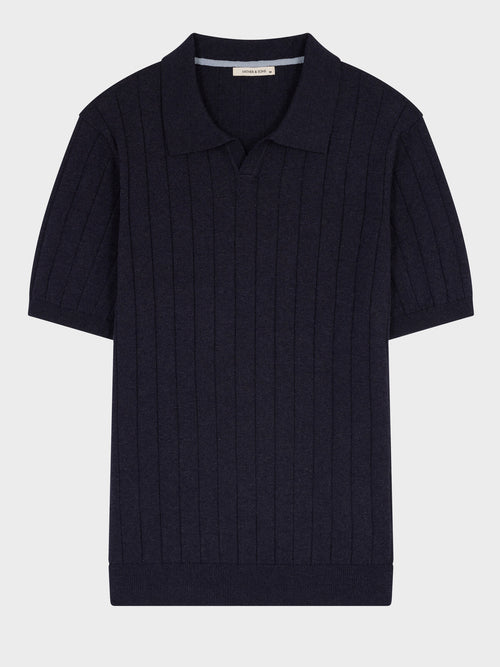 Polo slim en maille coton bleu marine - Father & Sons   - 3 