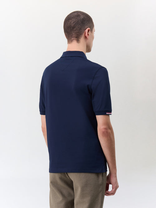 Polo slim en coton mélangé bleu marine - 2 - Father & Sons   - 1 