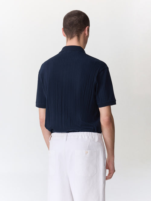 Polo loose en maille bleu marine - 2 - Father & Sons   - 9 