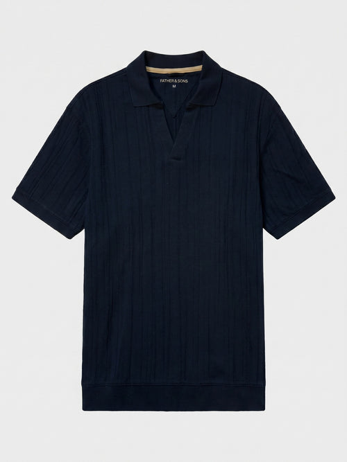 Polo loose en maille bleu marine - Father & Sons   - 5 