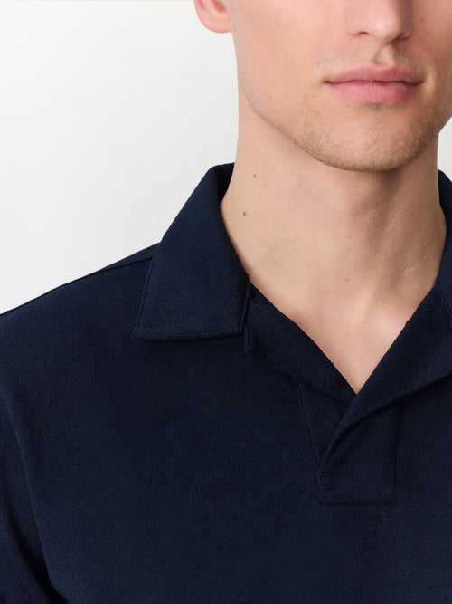Polo loose en maille bleu marine - Father & Sons   - 3 