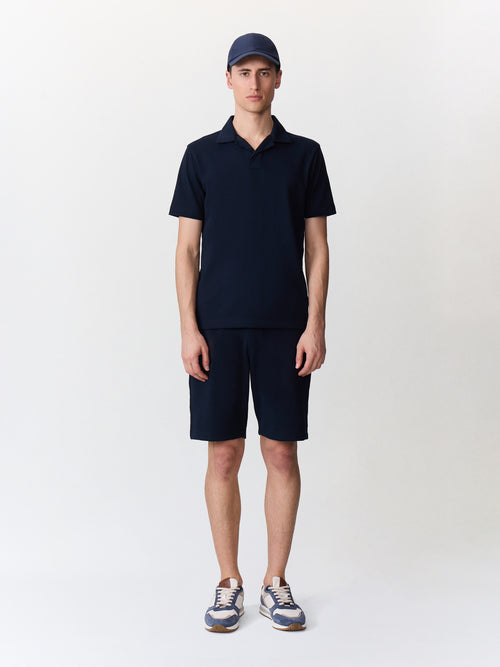 Polo loose en maille bleu marine - Father & Sons   - 4 