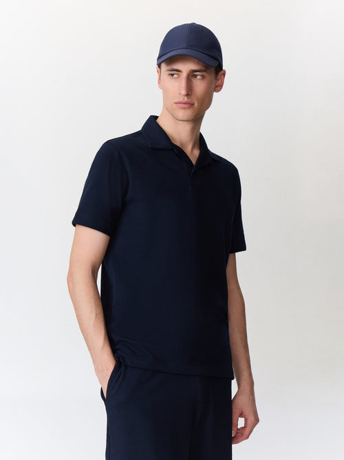 Polo loose en maille bleu marine - Father & Sons   -  
