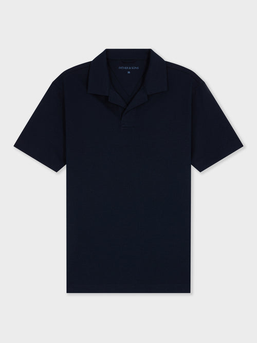 Polo loose en maille bleu marine - Father & Sons   - 5 