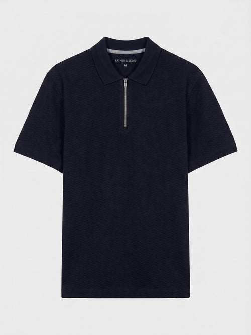 Polo loose en coton bleu marine - 1 - Father & Sons   - 4 