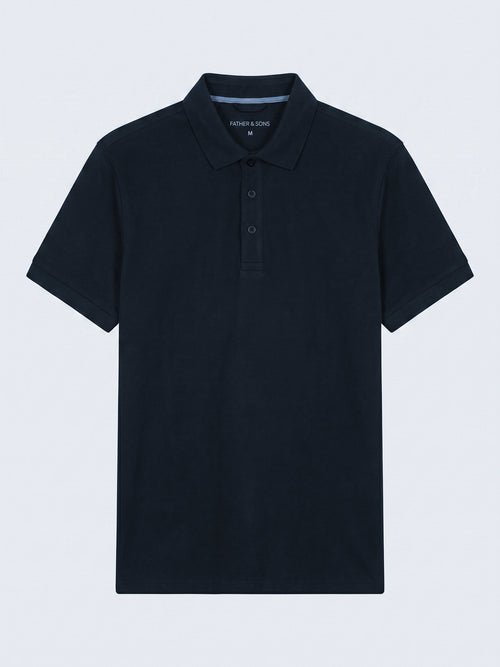 Polo regular en coton bleu marine - 1 - Father & Sons   - 2 