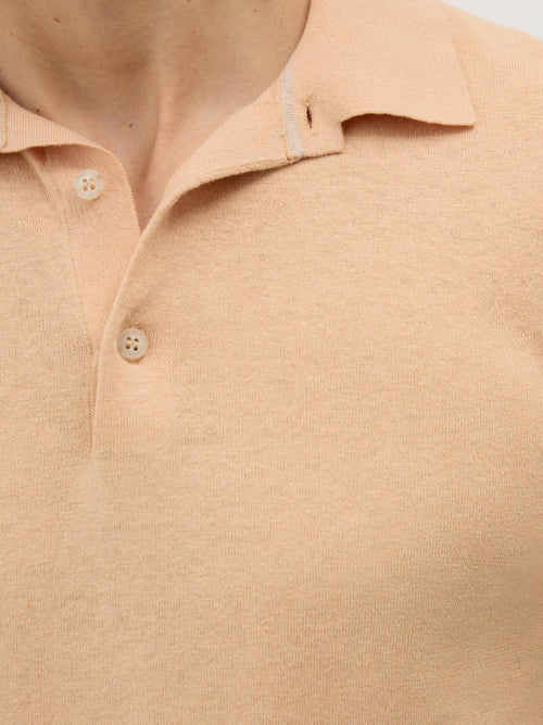 Polo Slim en maille lin et coton pêche - Father & Sons   - 4 