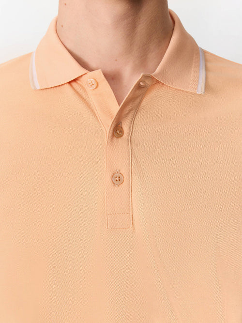 Polo slim en coton pêche - Father & Sons   - 3 