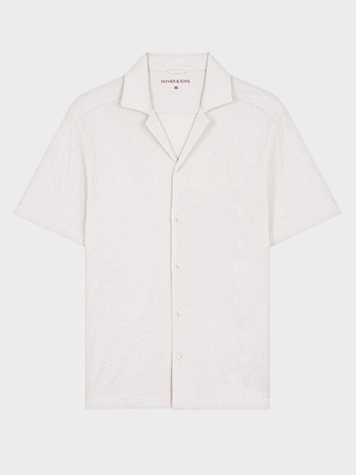 Chemise manches courtes regular en maille beige - Father & Sons   - 5 