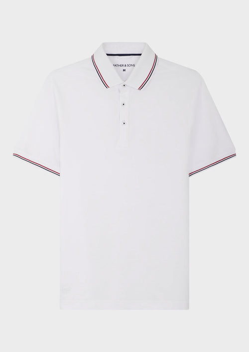 Polo manches courtes Slim en coton uni blanc - 1 - Father & Sons   - 8 