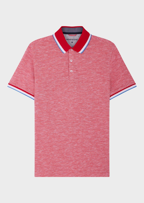 Polo manches courtes Slim en coton et lin unis rouges - 1 - Father & Sons   - 7 
