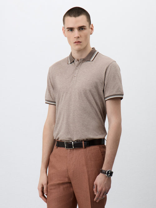 Polo Slim en coton marron - 1 - Father & Sons   - 15 