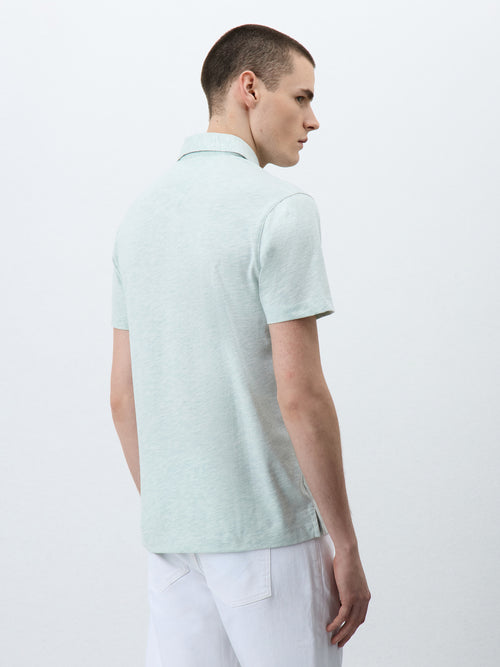 Polo Slim en coton mélangé vert d'eau - 2 - Father & Sons   - 19 
