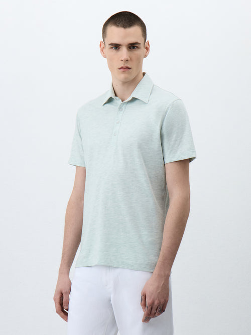 Polo Slim en coton mélangé vert d'eau - 1 - Father & Sons   - 19 