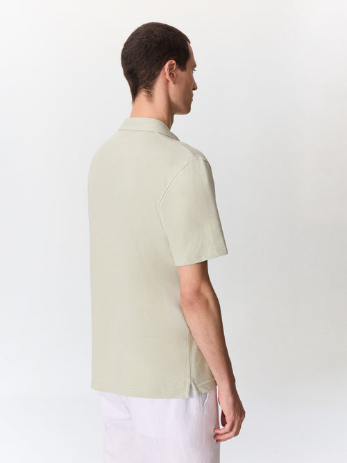 Polo regular en coton et lin vert d'eau - 2 - Father & Sons   - 16 