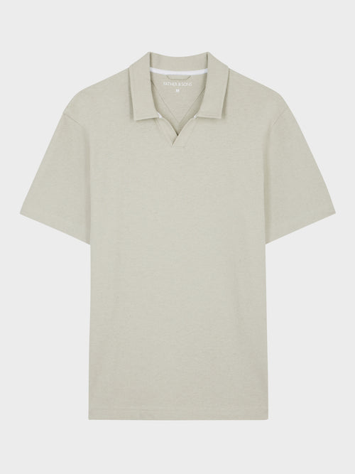 Polo regular en coton et lin vert d'eau - Father & Sons   - 6 