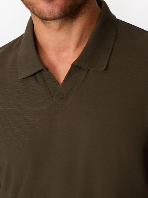 Polo regular en coton mélangé kaki foncé - Father & Sons   - 3 