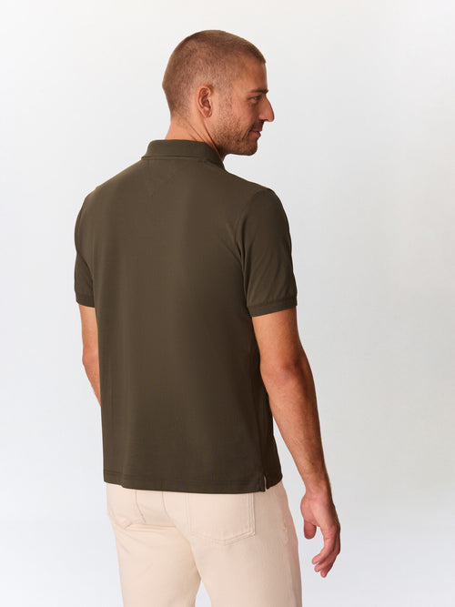 Polo regular en coton mélangé kaki foncé - 2 - Father & Sons   - 16 