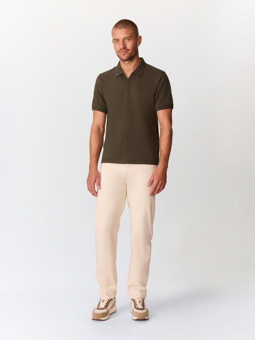 Polo regular en coton mélangé kaki foncé - Father & Sons   - 4 