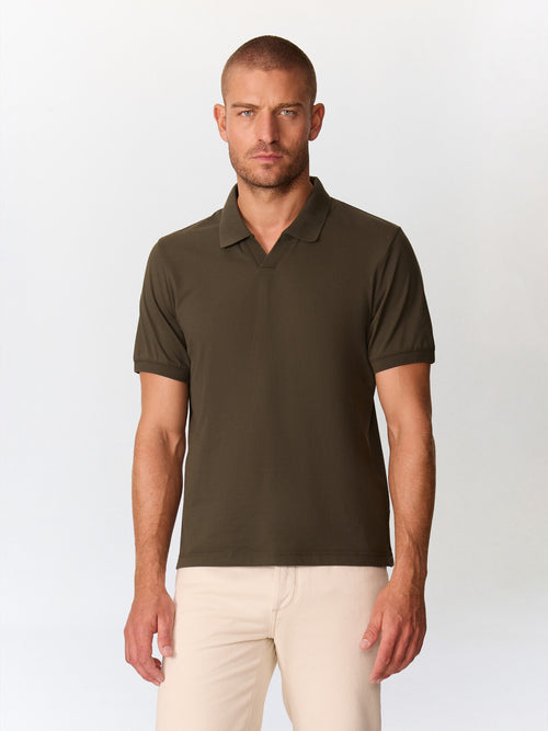 Polo regular en coton mélangé kaki foncé - 1 - Father & Sons   - 16 