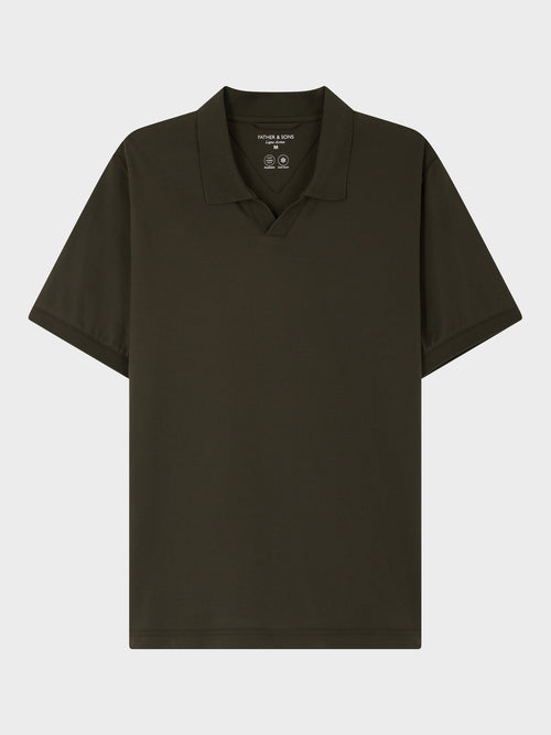 Polo regular en coton mélangé kaki foncé - Father & Sons   - 1 