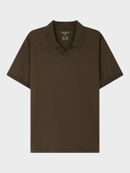 Polo regular en coton mélangé kaki foncé - Father & Sons   - 5 