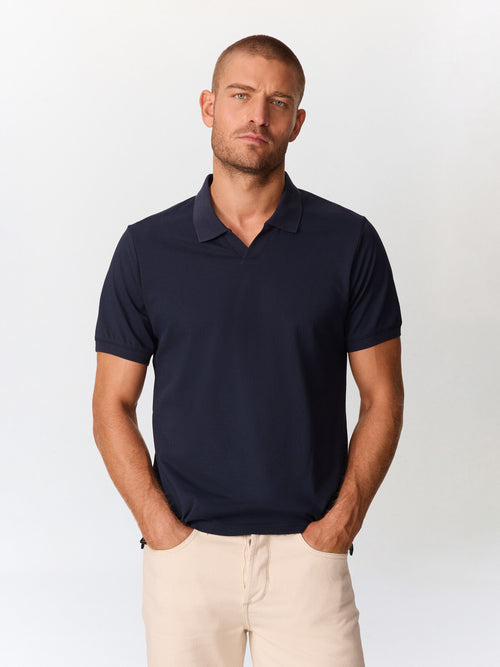 Polo regular en coton mélangé bleu marine - 1 - Father & Sons   - 17 