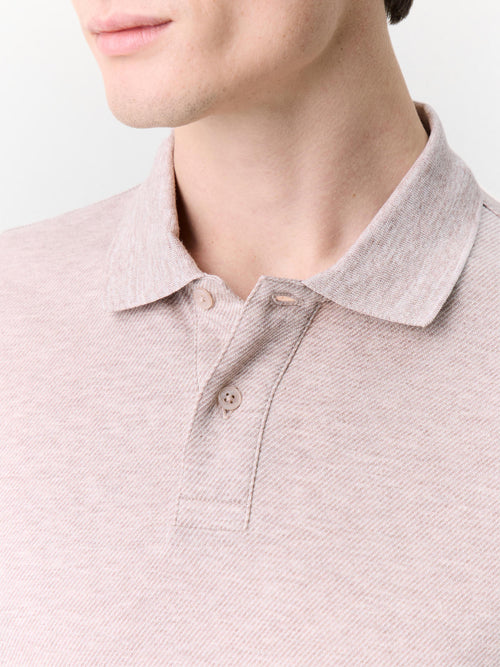 Polo manches longues slim en coton beige - Father & Sons   - 3 