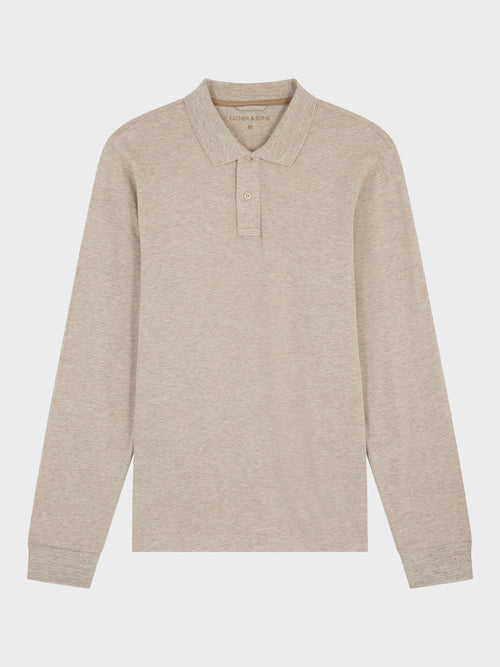Polo manches longues slim en coton beige - 1 - Father & Sons   - 12 