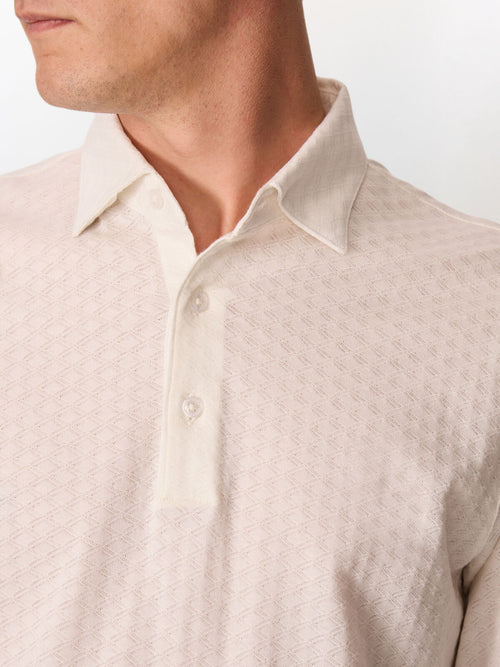 Polo manches longues regular en coton écru - Father & Sons   - 3 