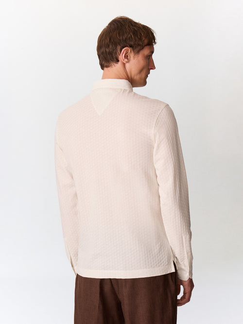 Polo manches longues regular en coton écru - 2 - Father & Sons   - 2 