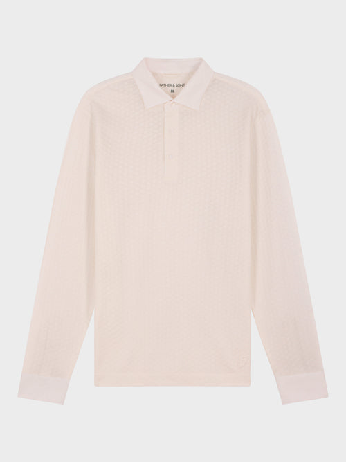 Polo manches longues regular en coton écru - Father & Sons   - 5 
