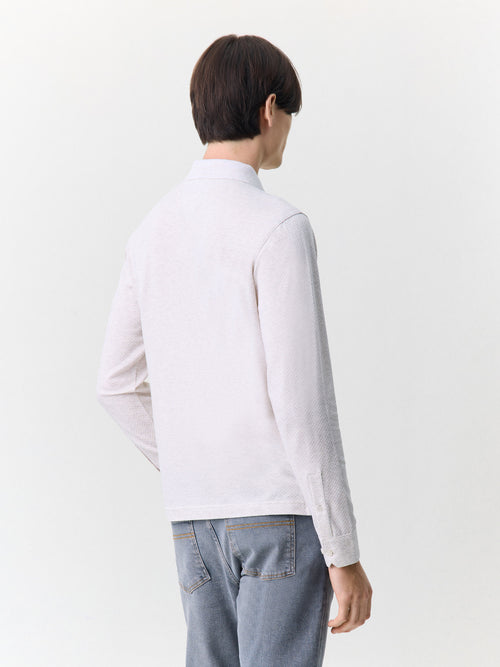 Polo manches longues slim en coton beige - 2 - Father & Sons   - 5 