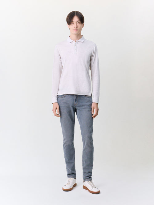 Polo manches longues slim en coton beige - Father & Sons   - 4 